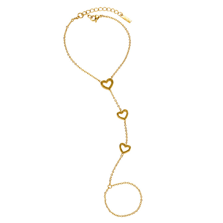 Bracelet with a ring featuring three hearts – 316L surgical steel