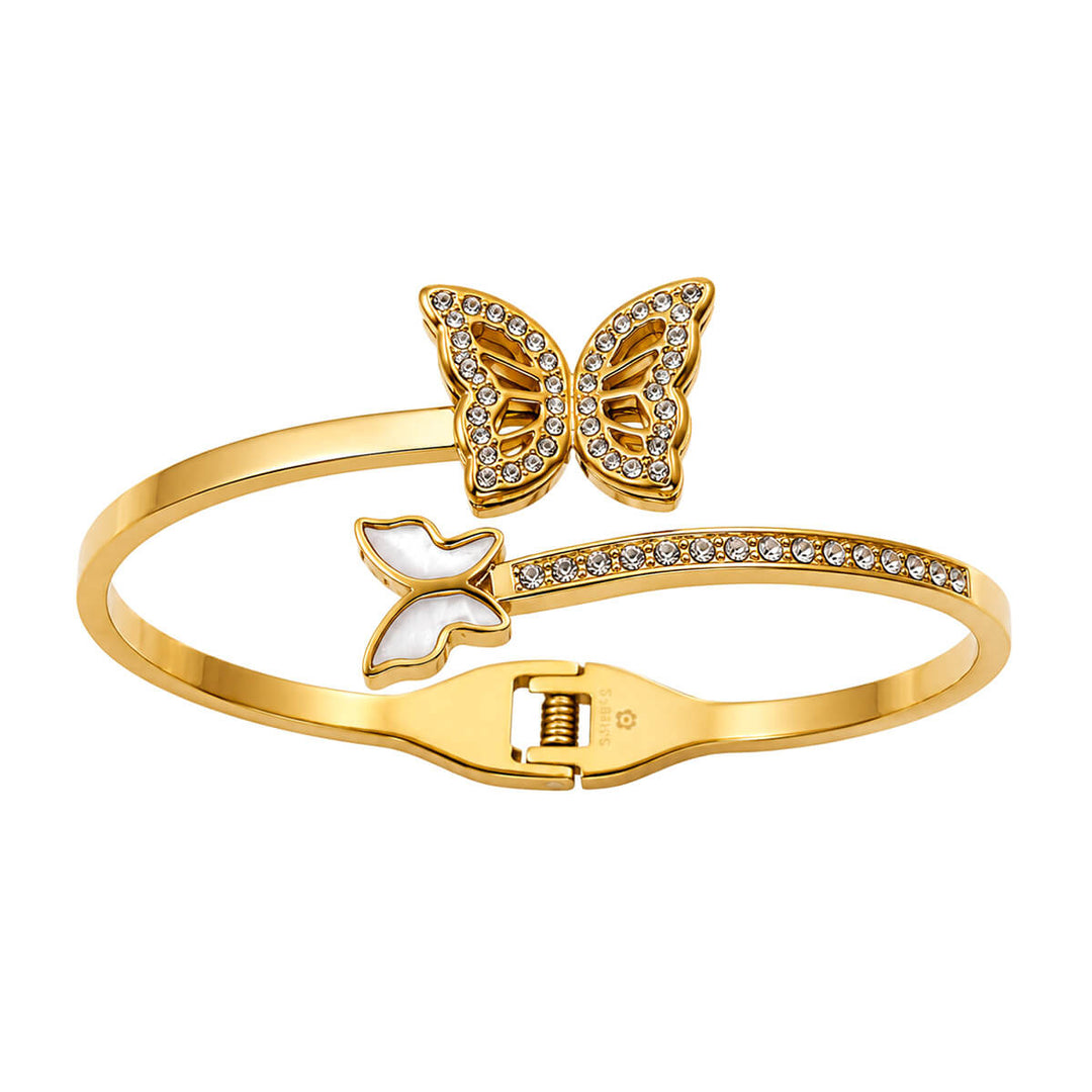 Gold Bracelet with Two Butterflies (316L Stainless Steel)