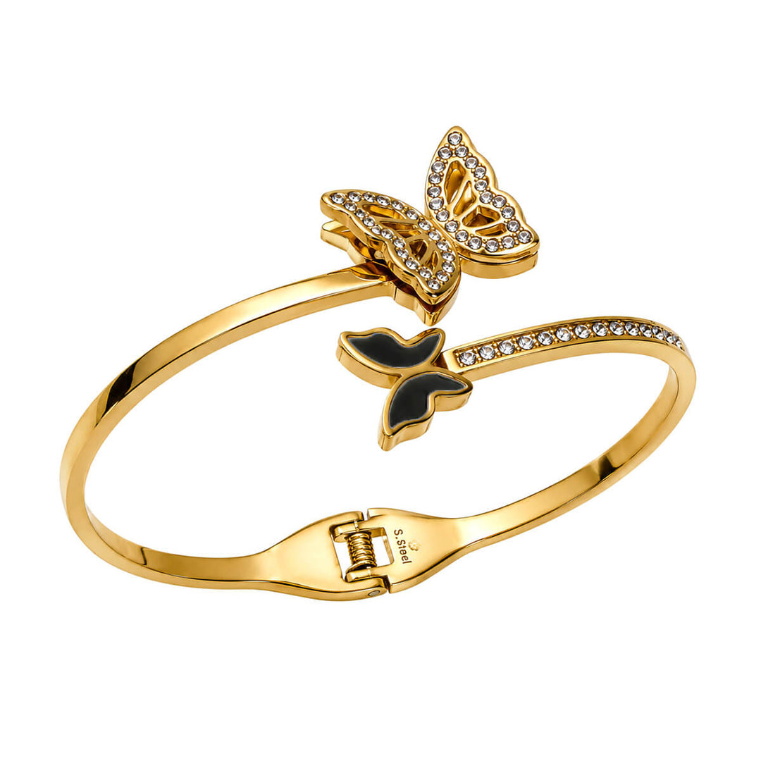 Gold Bracelet with Two Butterflies (316L Stainless Steel)