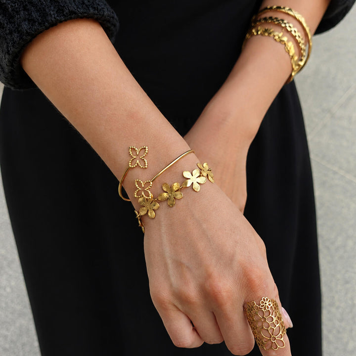 Flexible Four-Leaf Clover Bracelet (316L Stainless Steel)