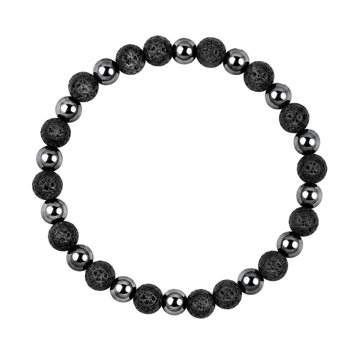 Black Lava Stone Bracelet Set (2-Piece)