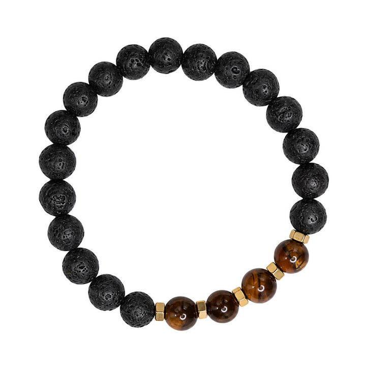 Black lava stone bracelet with brown stone beads