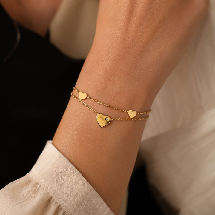 Two-Chain Heart Bracelet (316L Stainless Steel)