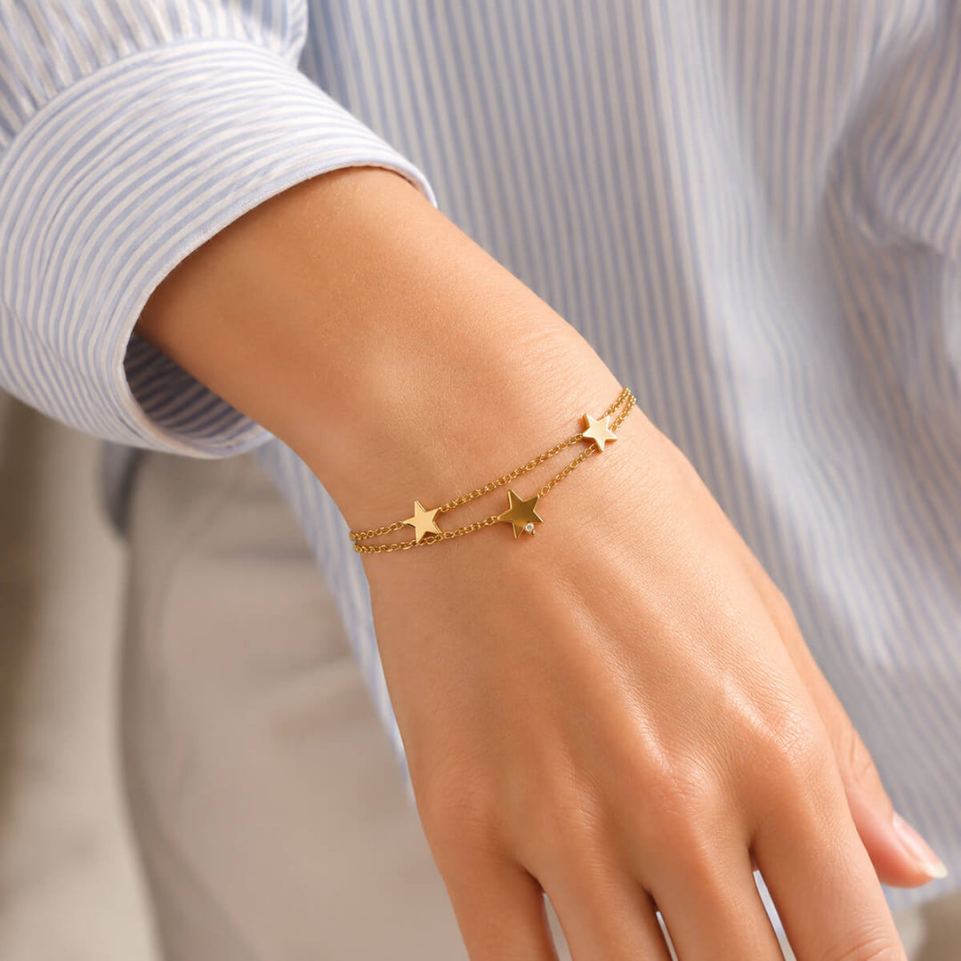 Two-Chain Star Bracelet (316L Stainless Steel)