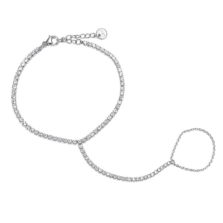 Rhinestone bracelet with ring – 316L surgical steel