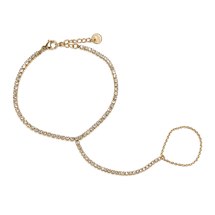 Rhinestone bracelet with ring – 316L surgical steel