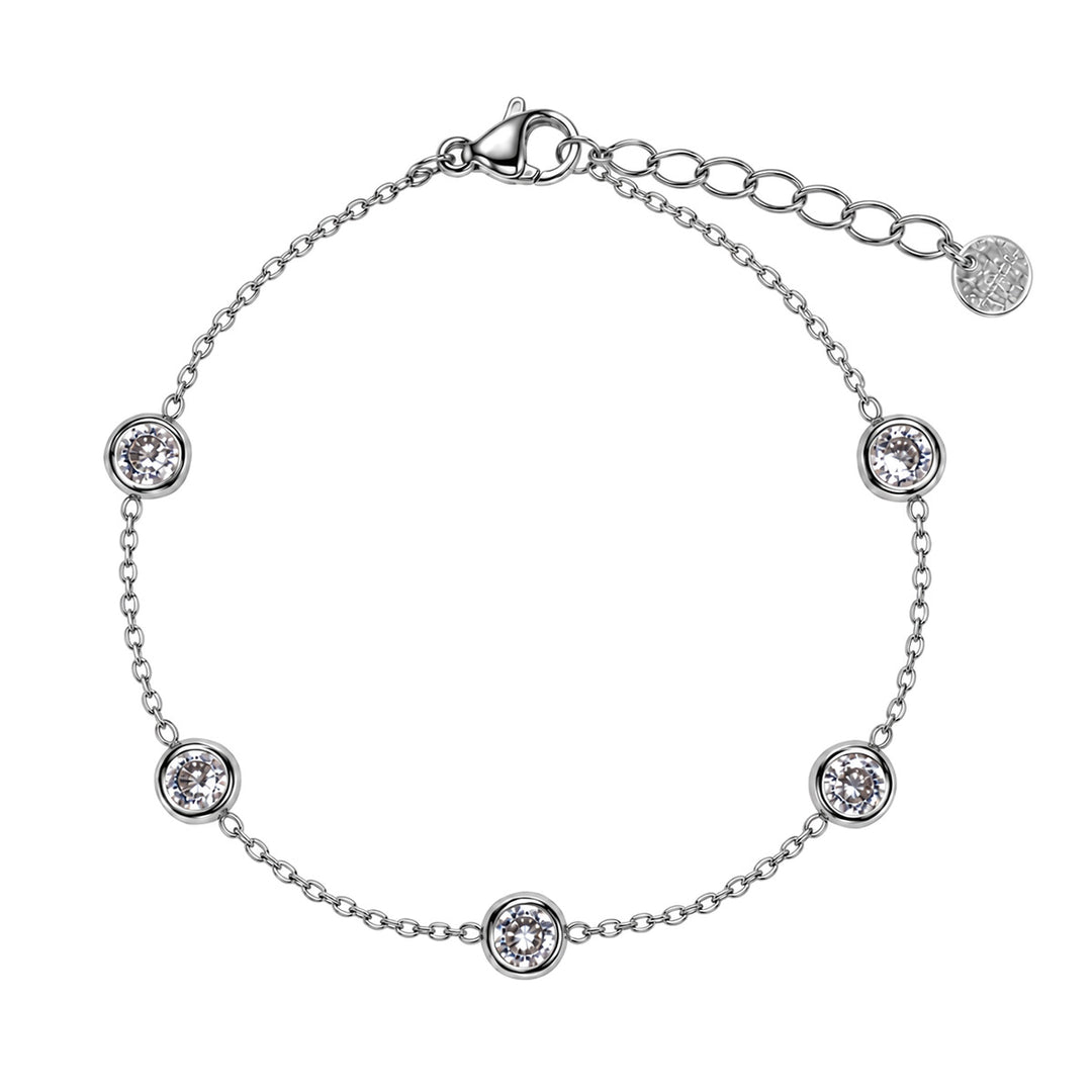 Thin bracelet with cubic zirconia stones (316L stainless steel)