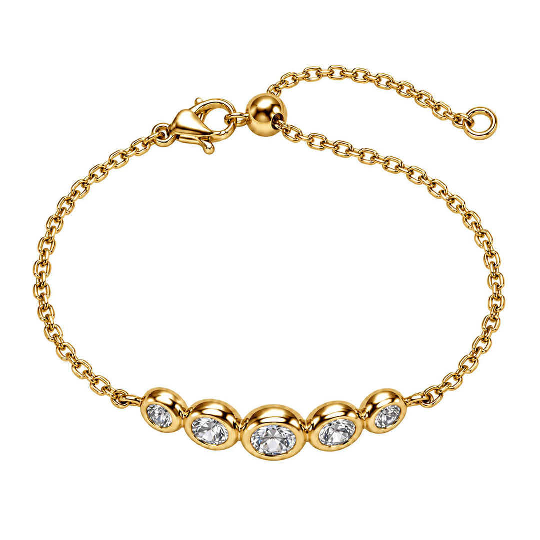 Thin bracelet with a wide zirconia embellishment (Steel 136L)