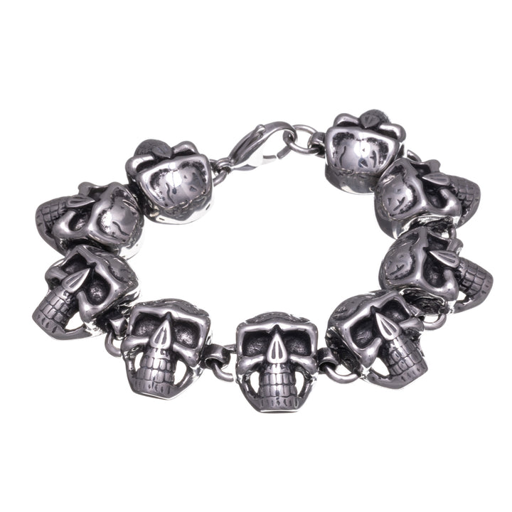 Skull bracelet with steel chain 21cm (Steel 316L)