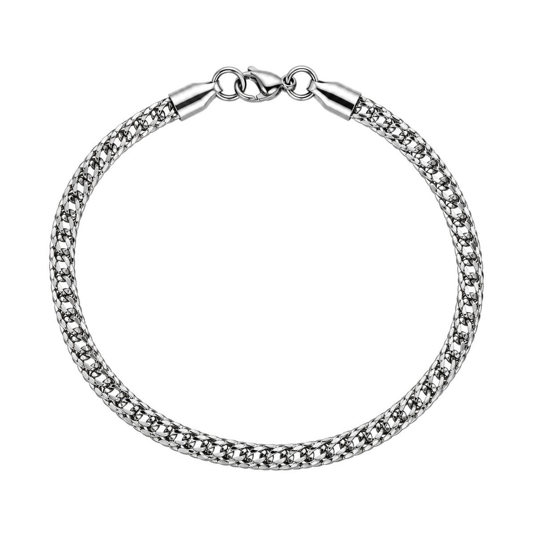 Men's thin steel bracelet with a flat braided design, 3.5 mm
