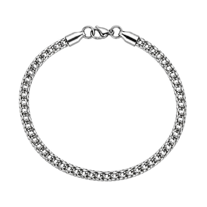 Men's thin steel bracelet with a flat braided design, 3.5 mm