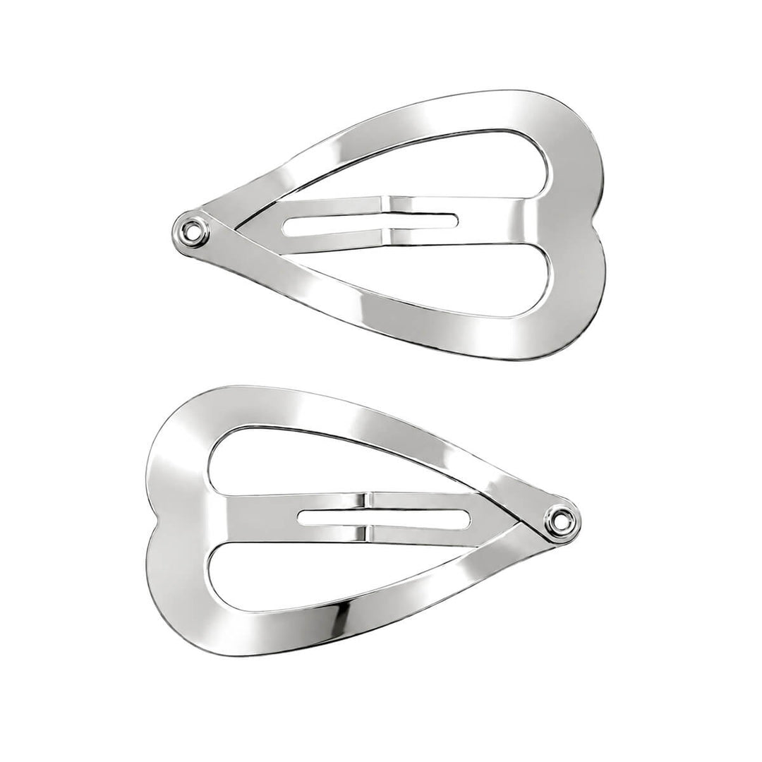 Heart-shaped snap hair clip, silver snap clips