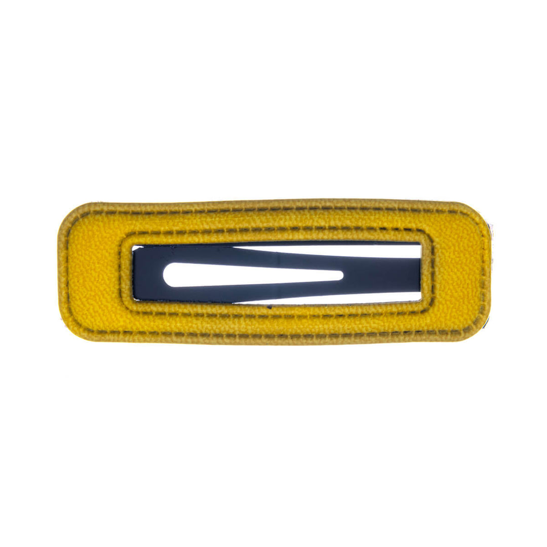 Rectangular hair clip imitation leather clik clak 1pc