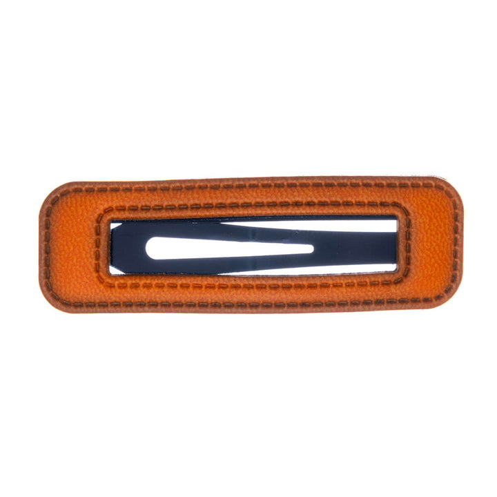 Rectangular hair clip imitation leather clik clak 1pc