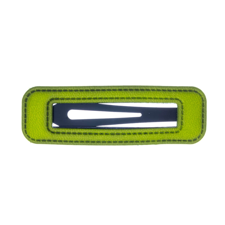 Rectangular hair clip imitation leather clik clak 1pc