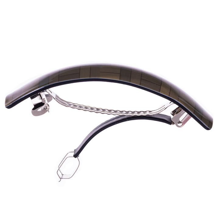 Curved rectangular hair clip with geometric pattern, 9 cm