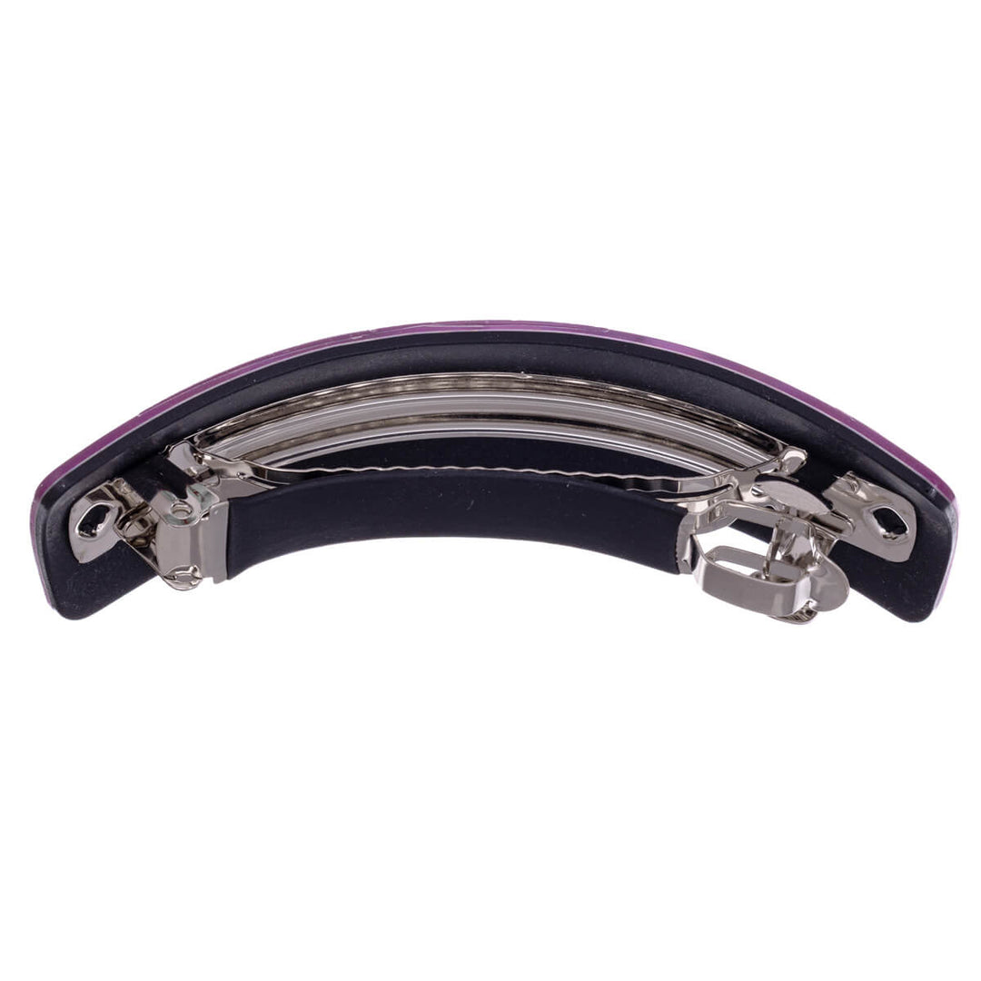 Patterned sparkling curved rectangular hair clip 9cm