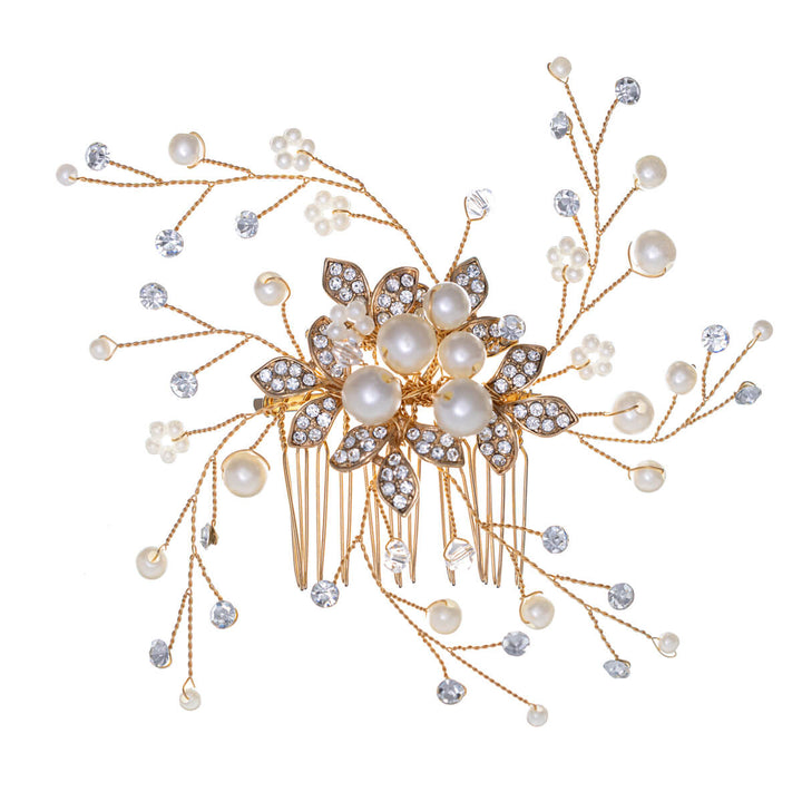 Combed snowdrop hair accessory with glass stones