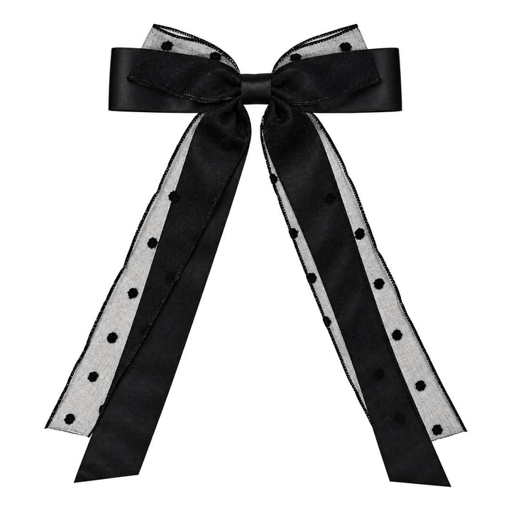 Long fabric hair bow with a clip