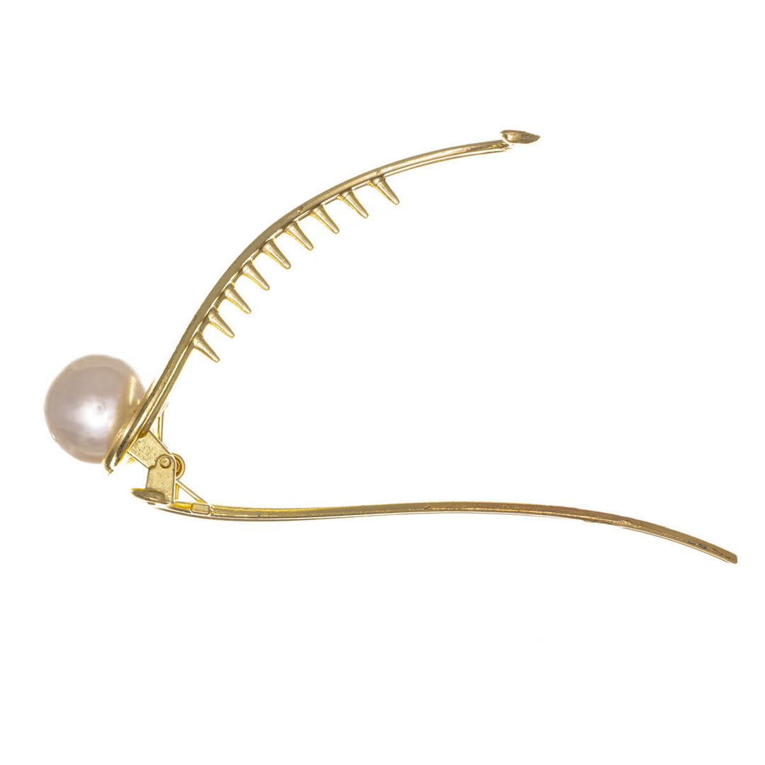 Springy pearl hair clip