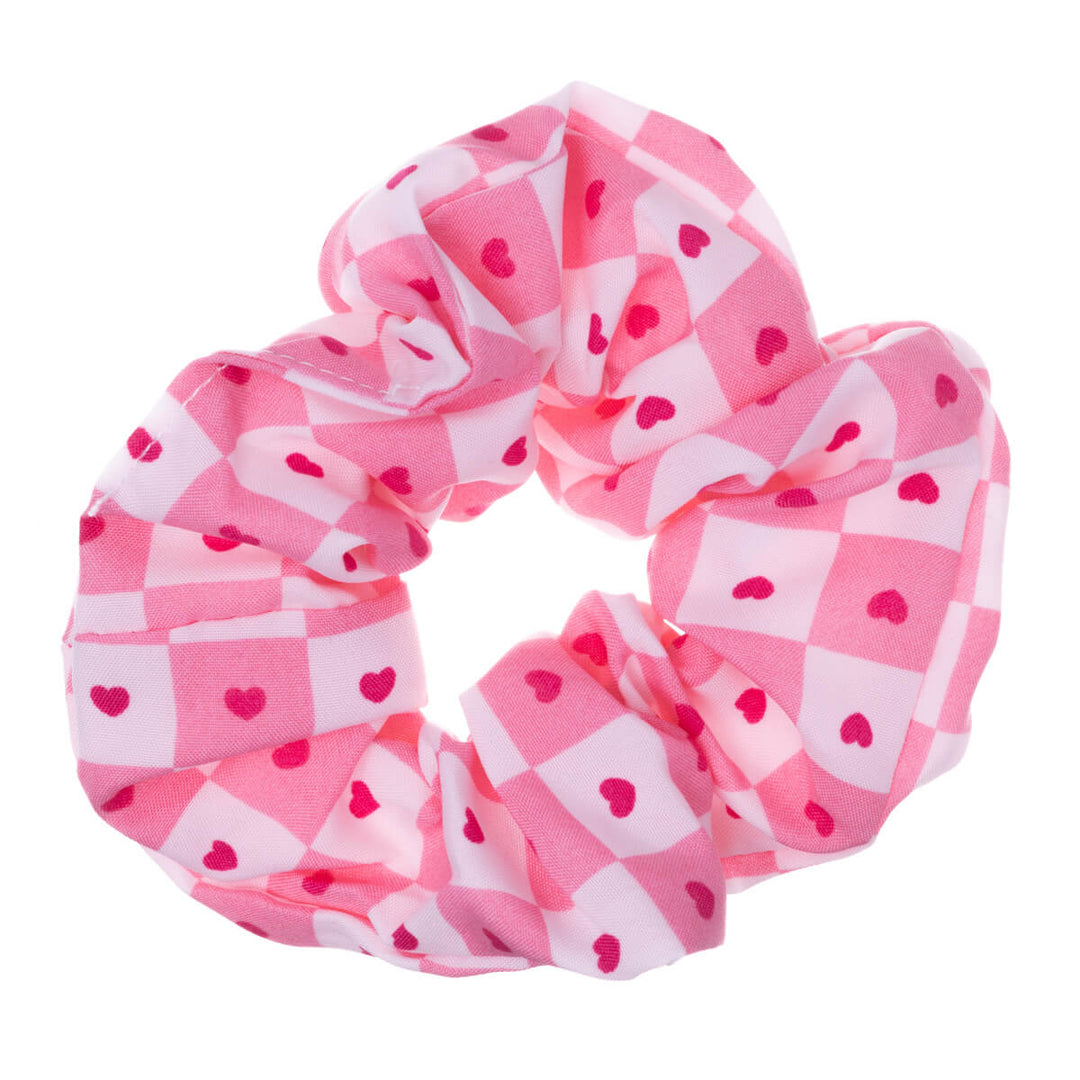 Ruudullinen sydän scrunchie hiusdonitsi ø 10cm