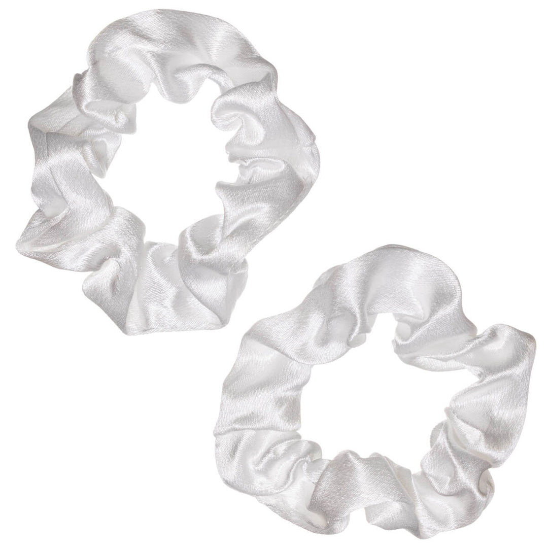 Small satin scrunchie hair tie, 7.5 cm diameter, 2-pack