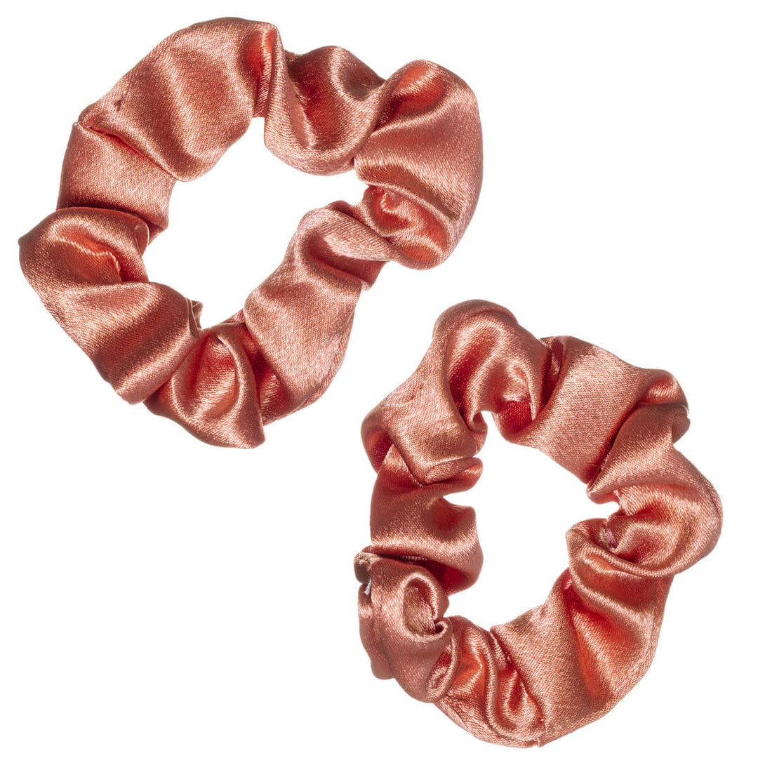 Small satin scrunchie hair tie, 7.5 cm diameter, 2-pack