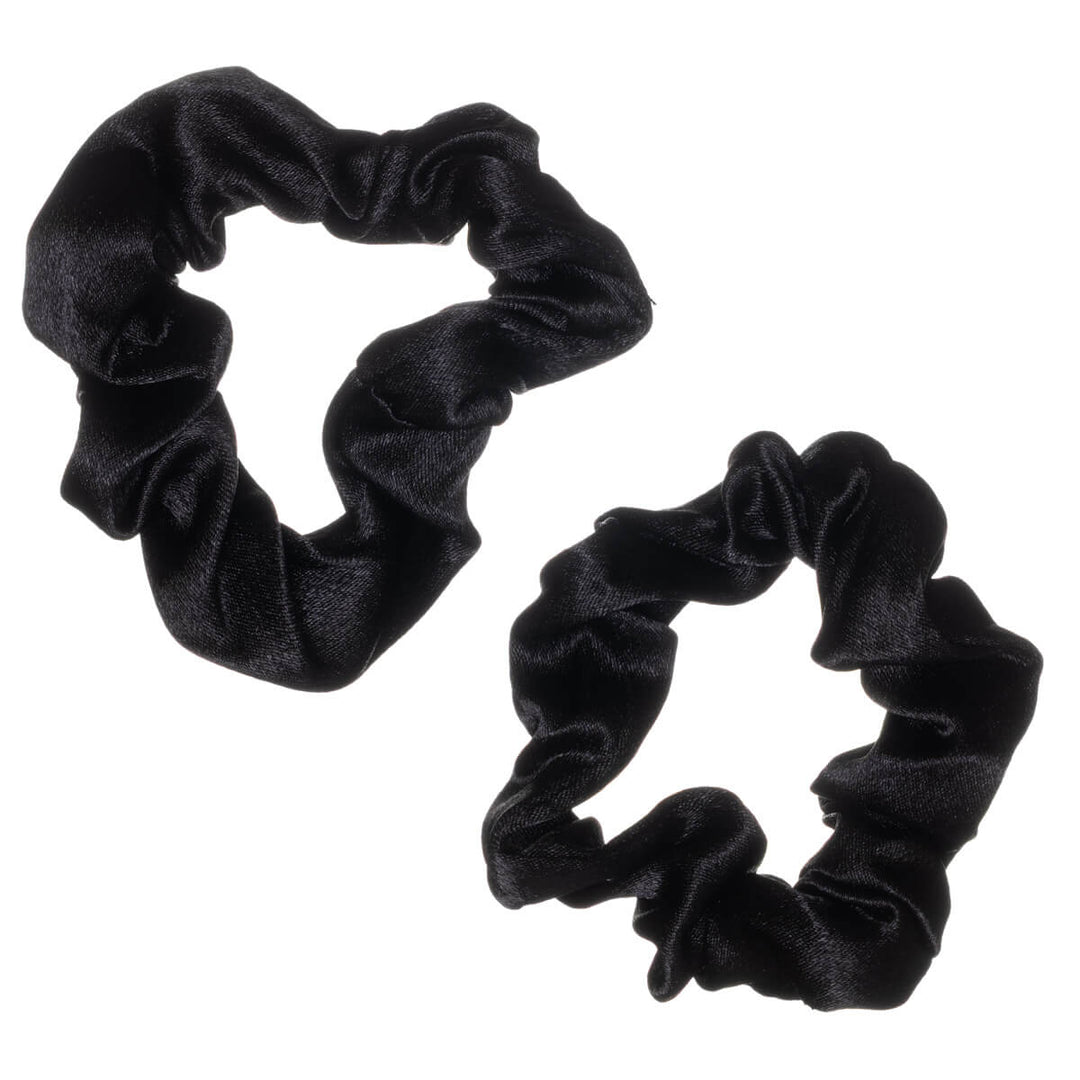 Small satin scrunchie hair tie, 7.5 cm diameter, 2-pack
