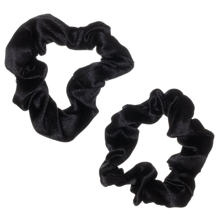 Small satin scrunchie hair tie, 7.5 cm diameter, 2-pack