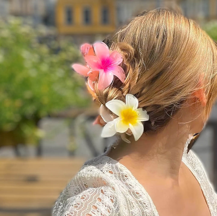 Flower shark tooth plumeria hair clip 8cm