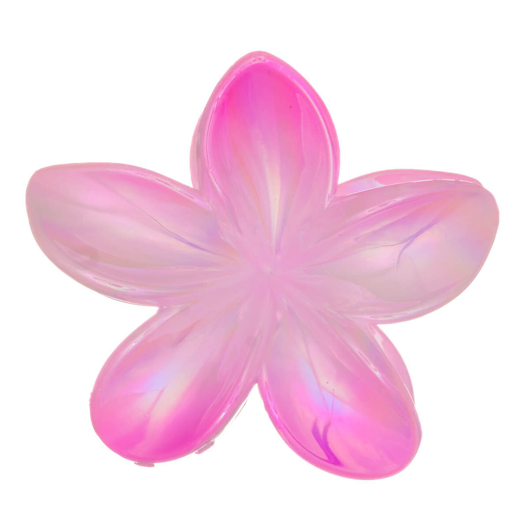 Shiny plumeria shark tooth flower hair clip 8cm