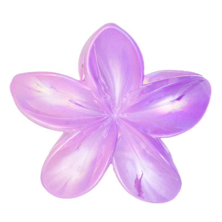Shiny plumeria shark tooth flower hair clip 8cm