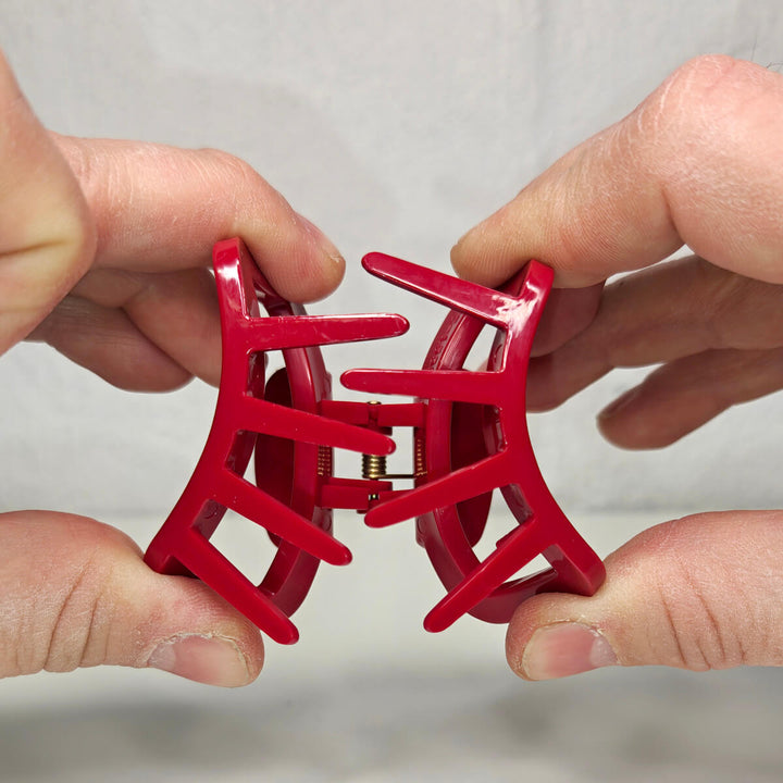 Rectangular hair clip, flexible plastic shark tooth, 6.3 cm