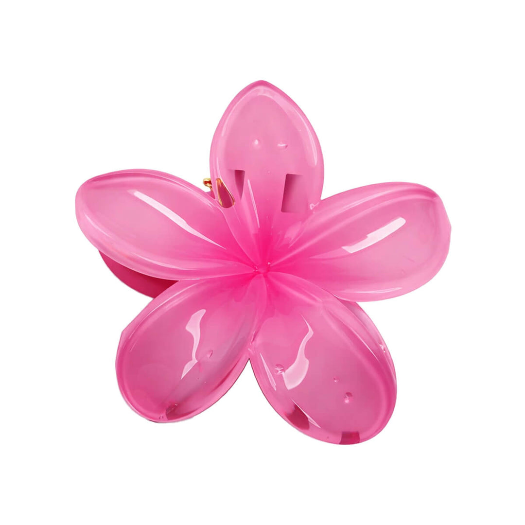 Pinkki kukka hainhammas hiusklipsi 8cm