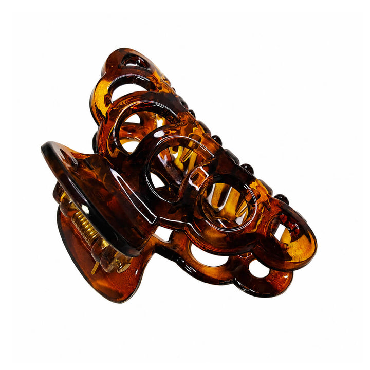 Plastic shark-tooth hair clip - round pattern, 6.4 cm