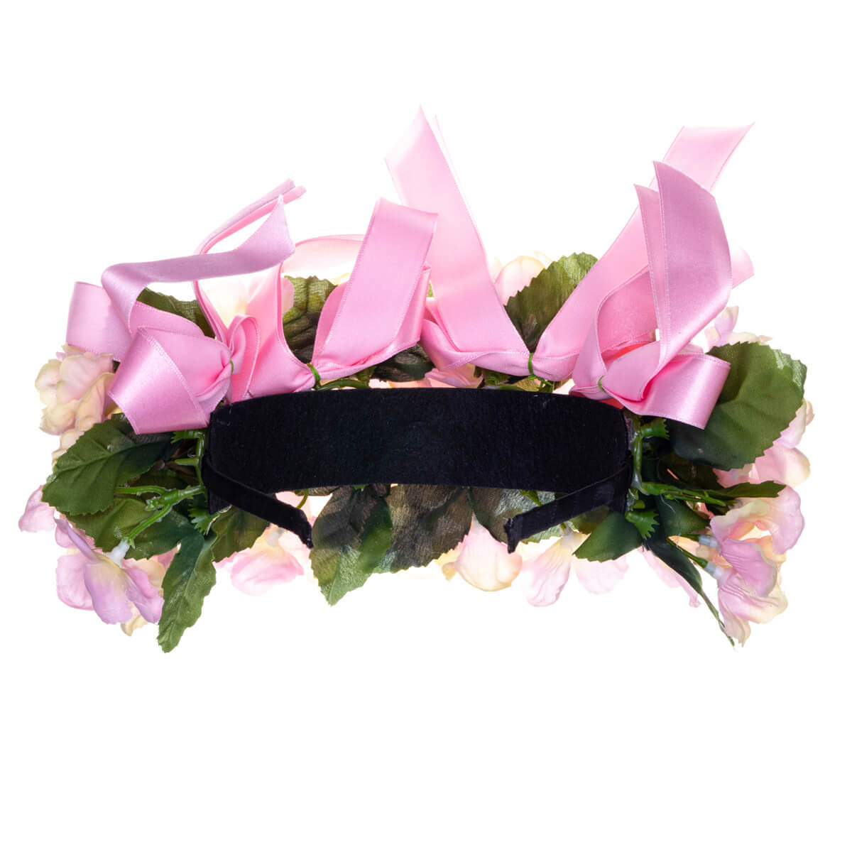 Rich floral satin ribbon hairband with flower collar
