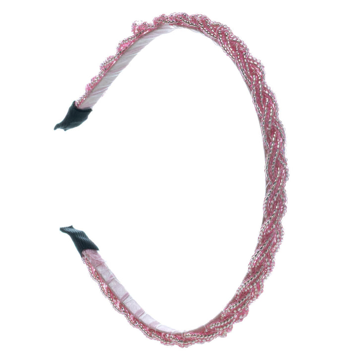 Narrow hairband braided with beads