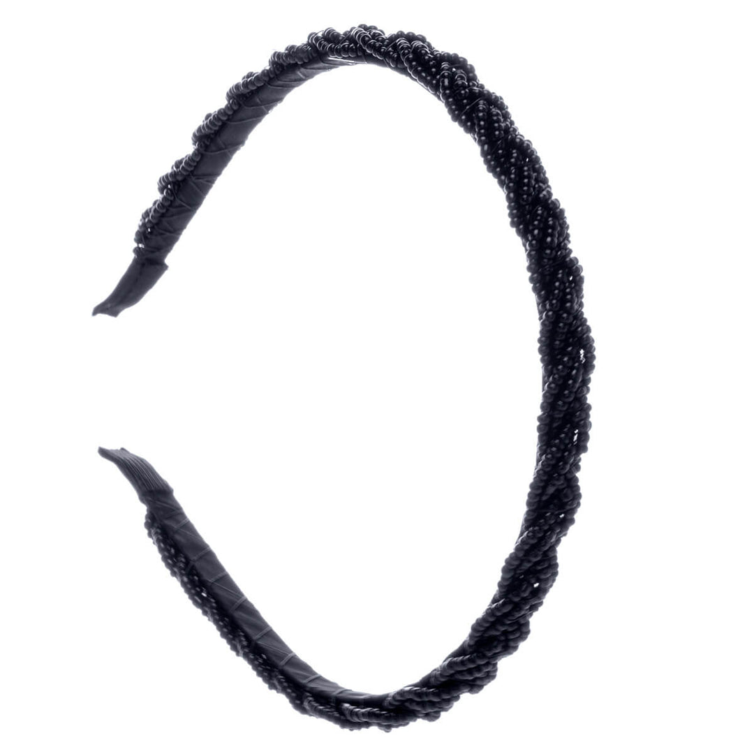 Narrow hairband braided with beads
