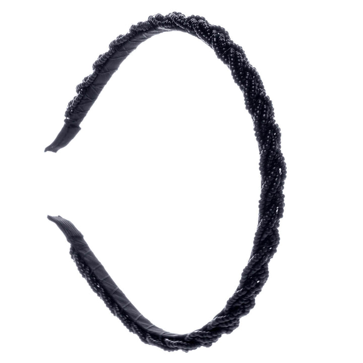 Narrow hairband braided with beads