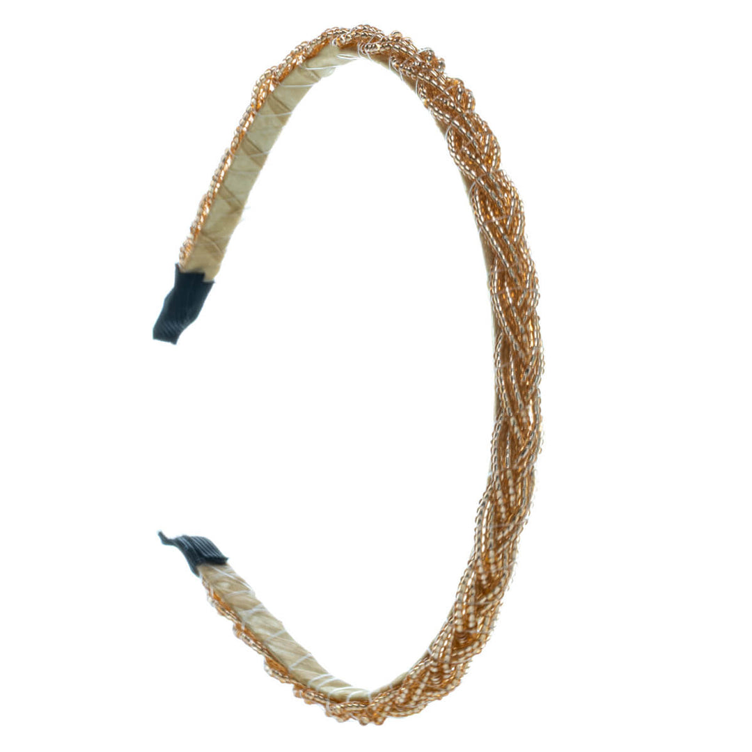 Narrow hairband braided with beads