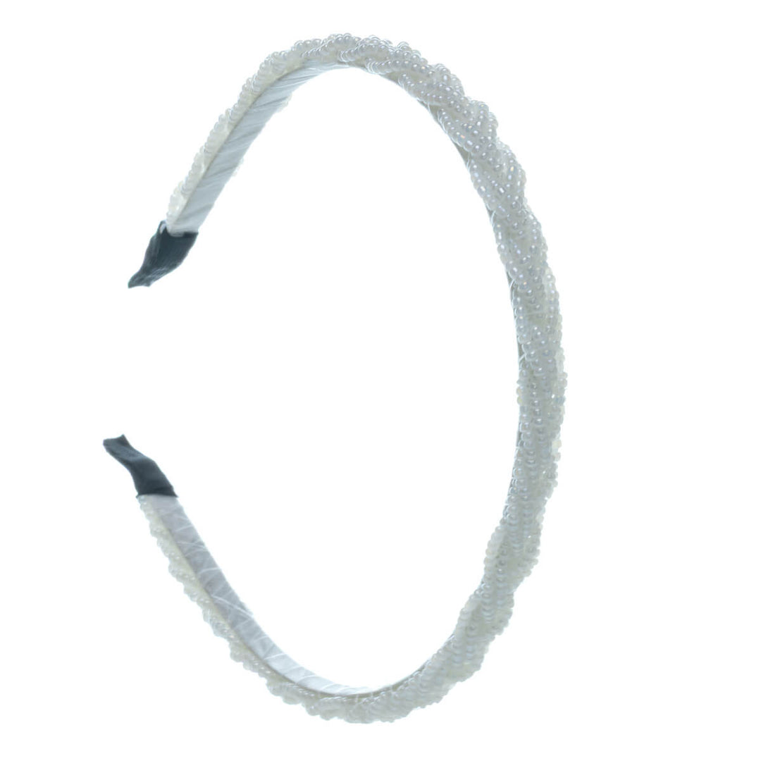 Narrow hairband braided with beads