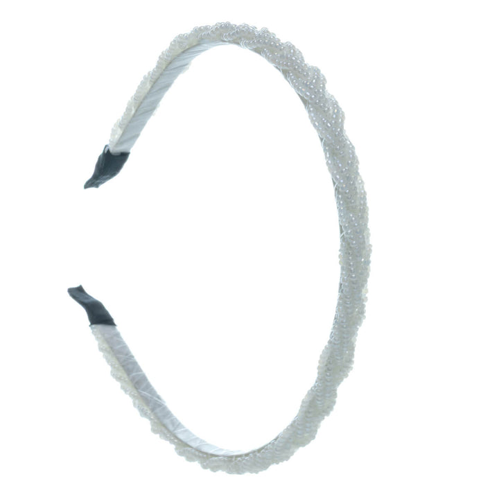 Narrow hairband braided with beads