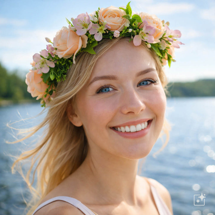 Romantic light pink flower wreath