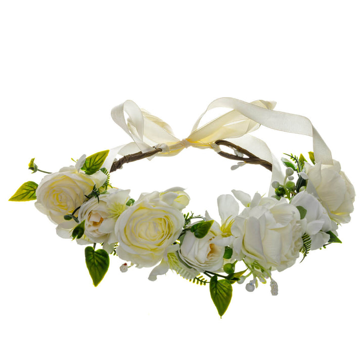 White floral wreath with roses
