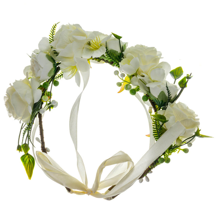 White floral wreath with roses