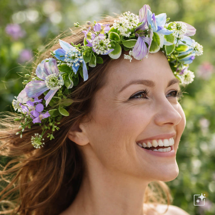 Light blue and lilac butterfly flower wreath