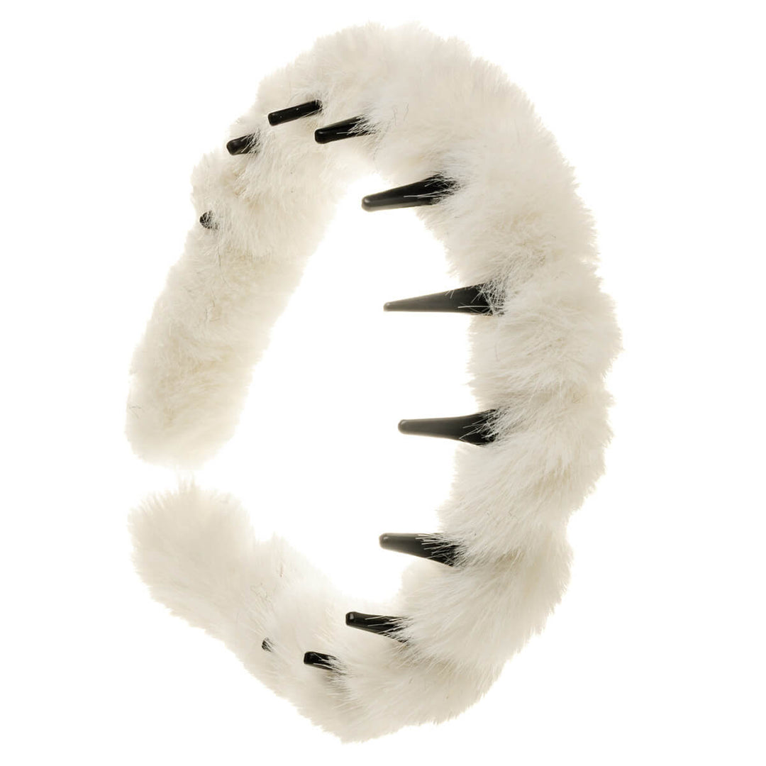 Faux fur decorated plastic hair clip