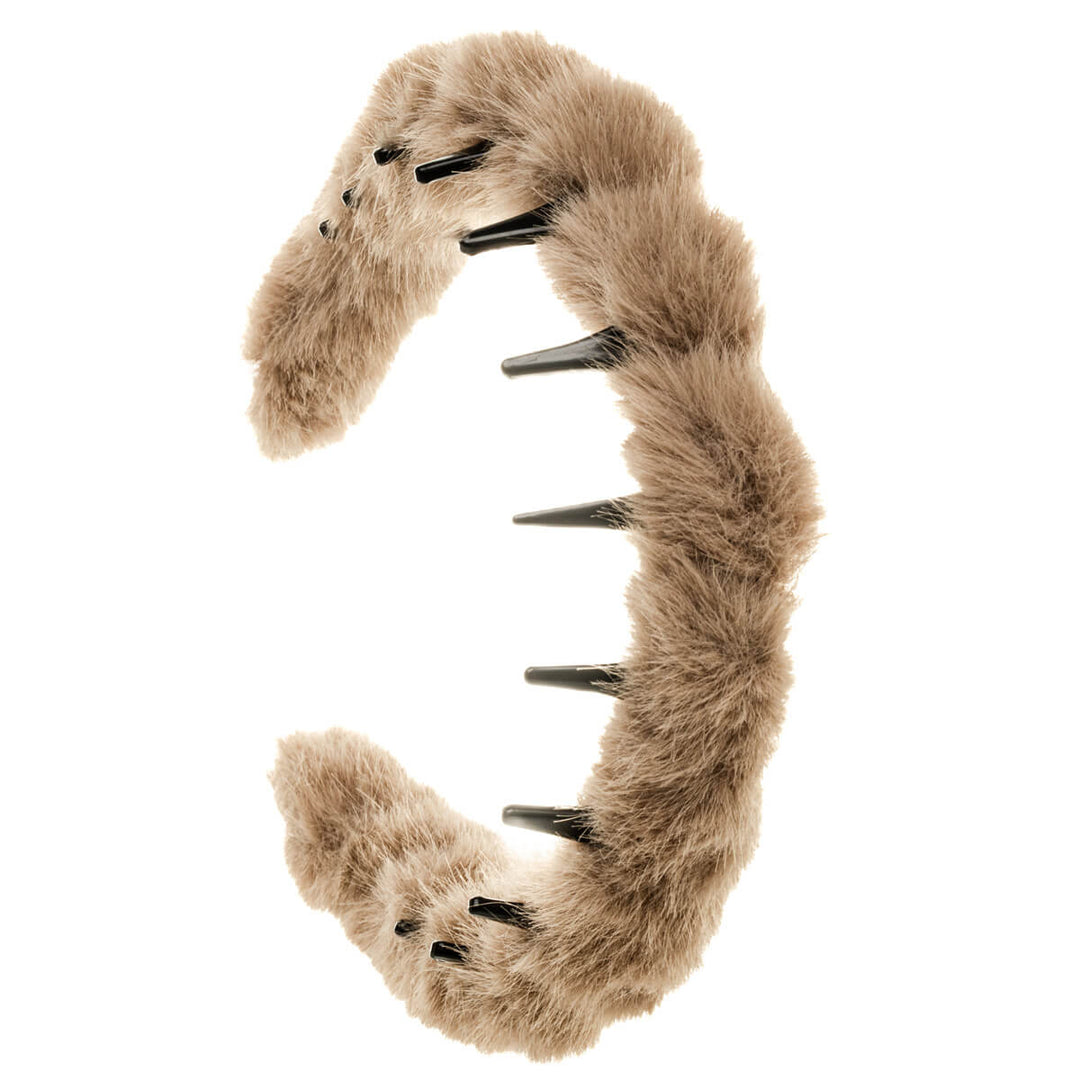 Faux fur decorated plastic hair clip