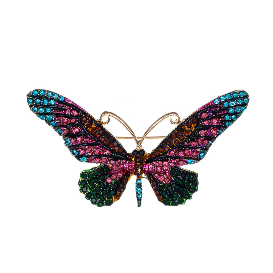 Sparkling butterfly brooch with glass stones