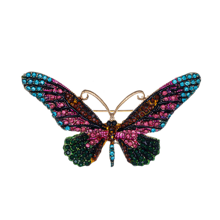 Sparkling butterfly brooch with glass stones